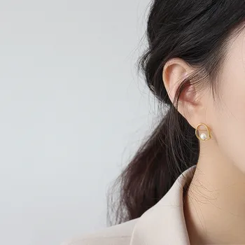 DAIWUJAN coreean Argint 925 Culoare de Aur Geometrice Perla Cercei Stud Pentru Femei Neregulate Rotund Elegant Cercei Bijuterii