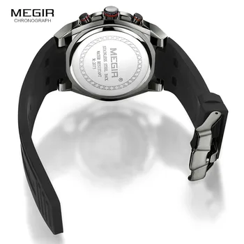 Megir Sport Cuarț Ceasuri Barbati Silicon Negru Armatei Cronograf Ceas de mână de Om Relogios Masculino Brand de Top Ceas 2073G-BK-1