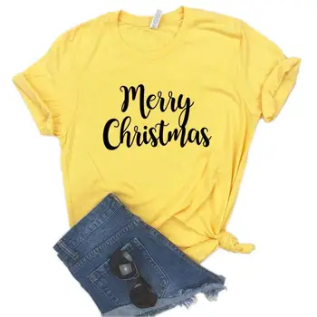Femei T Shirt Crăciun Fericit Scrisori de Imprimare Tricou Femei Maneci Scurte Gât O Pierde T-shirt Doamnelor de Vară de Cauzalitate Tricou Topuri