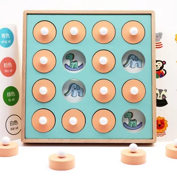 1Set Montessori Meci de Memorie Joc de Șah Puzzle-uri 3D din Lemn Casual Joc Interacțiune Jucarii