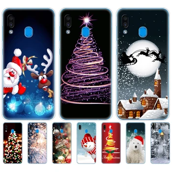 Caz Pentru Samsung Galaxy A30 Caz Telefon Samsung A30 Acoperi A305F Caz Silicon Moale TPU iarnă, zăpadă, crăciun, an nou fericit