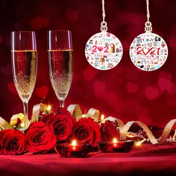 4BUC de Anul Nou Îndrăgostiților Ornamente Cameră Decor Agățat Rotund Ornament Pentru Bradul de Nunta de Decorare