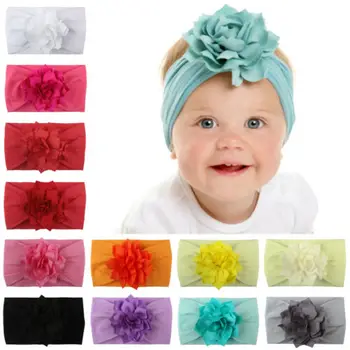 Nou-născut Copilul Fetita Hairband Flori Nod Arc Nailon Cablu tricot nylon cap împachetări Trim Largă Turban banda de Susținere Accesorii de Par