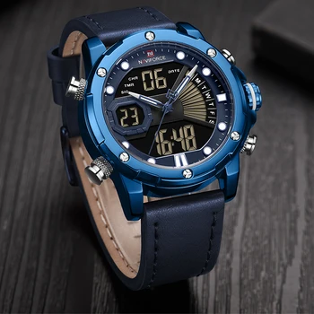 NAVIFORCE Brand de Lux Ceasuri Bărbați Ceasuri Cuarț Moda pentru Bărbați Auto Data LED Dual Display Wristwach Picătură de Transport maritim Reloj Hombre