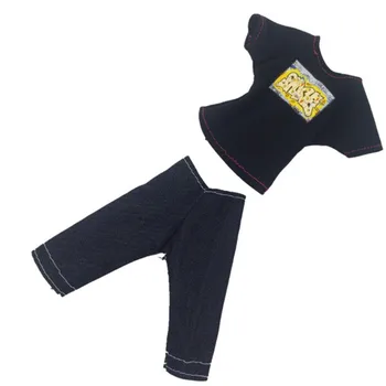 2 Buc/set Costum de Cauzalitate Ken Păpuși, Îmbrăcăminte Pentru 30cm Inaltime Papusa Ken Accesoriile Haine Negru T-shirt și Pantaloni Capri Costum de Băiat