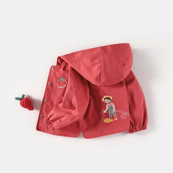 Jacheta Pentru Fete 2021 Primăvară Haine Copii Fete Haina Copii Canadiană Îmbrăcăminte exterioară red 0-5A