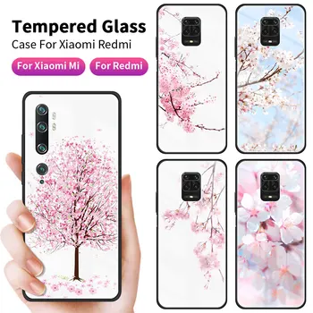 Cherry Blossom Tree Caz de Sticlă Pentru Xiaomi Redmi Nota 9 8 Pro 9 8T 7 Pentru Mi 10T Pro 9T Nota 10 10T Lite Capacul Telefonului