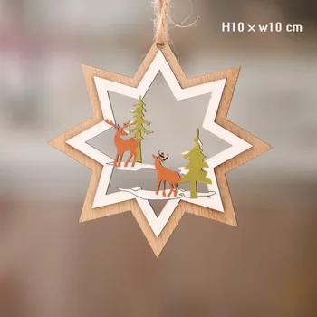 3D Crăciun Ornament din Lemn Agățat Pandantive Star Xmas Copac Bell Decoratiuni de Craciun Pentru Casa Petrecerea de Anul Nou Navidad Decor