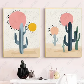 Desene Animate Cactus Panza Pictura Abstractă Plantă De Deșert Tapet Poster Art Craft Stil Nordic De Imprimare De Decorare Acasă Imagine