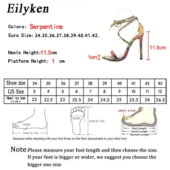 Eilyken Sexy Snake Print din Piele PU Doamna Cross-Curea Pantofi de Moda Glezna Lace-Up Gladiator Sandals Wpmen Open Toe Stilet Tocuri