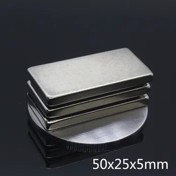 5pcs Cuboid Bloc 50 x 25 x 5 mm foarte Puternic N35 Neodim Magneți de pământuri Rare Magnet de Neodim 50*25*5 50x25x5 magnet permanent