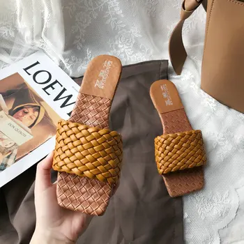 Pantofi Femei Papuci Țese Din Piele, Tv Cu Tobogane Doamnelor Sandale De Vara, Sandale Sandale De Plajă În Aer Liber Flip Flops 2020 Nou Design