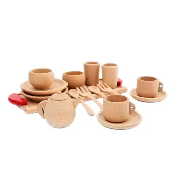 1Set 1Set de Lemn Tacamuri Instrumente de Ceai Ceașcă de Ceai Ceai de Partid Jucărie Joc casă de Păpuși în Miniatură Bucatarie Tacamuri Accesorii pentru