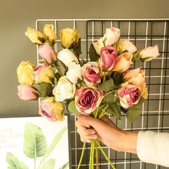 Artificiale Buchete de Trandafiri Realiste de Flori Durabil pentru Decor Nunta Masă P7Ding