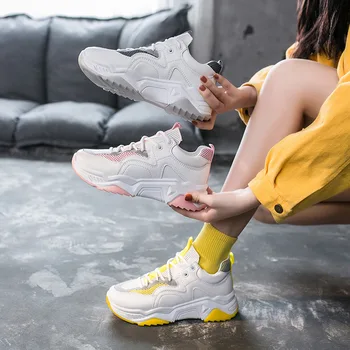 Femei Pantofi de Mers pe jos Creșterea 6CM INS Ulzza Harajuku Adidași de Amortizare Înălțime Platformă Respirabil Val Coșuri Femme