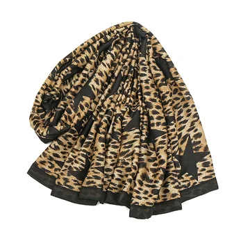 Moda Primavara Femei Vascoza Eșarfă Leopard Stele Pashmina Hijab Șaluri și Împachetări de sex Feminin Foulards Echarpe Musulman Sjaal 180*100Cm
