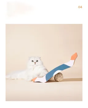 Hârtie Ondulat Zgarieturii De Pisica Bord Catnip Pisica Zgarieturi Pad Pisica Animale De Companie Jucării Pentru Animale De Companie Consumabile Albastru Și Alb Portelan Bun În Căutarea