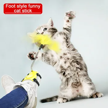 25# Aliment Nou Stil Amuzant Pisica Stick Jucării Pentru Animale De Companie Tachineze Pisica Pene Stick Cat Interactive Durabil Jucărie Suport De Curea Декор Комнаты