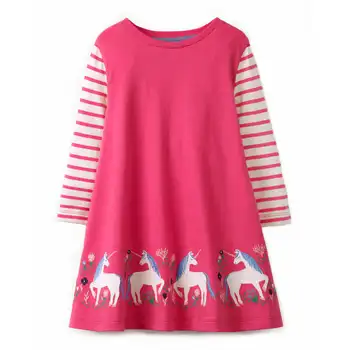 Littlemandy Fete Dress Unicorn Broderie Roz Si Rosu 2018 Toamna Noi Rochii De Printesa Pentru Fete Pentru Copii Haine Cu Maneci Lungi Baby Girl