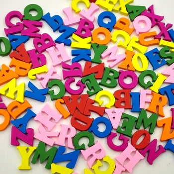 100buc/mulți Copii DIY din Lemn Alfabet Meserii Jucărie pentru Copii de Învățământ Scrabble Litere Colorate Ambarcațiuni Jigsaw Puzzle-uri, Jucarii Educative