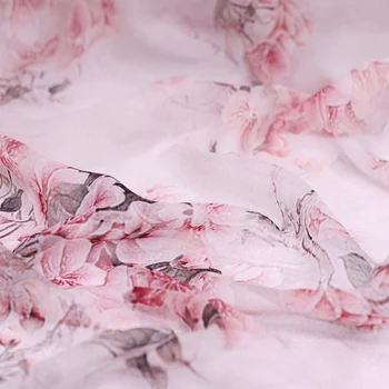 Piersic digitale de imprimare de mătase georgette tesatura de vară subțire de mătase din China tesatura perspectivă esarfa camasa rochie din tul de mătase tesatura
