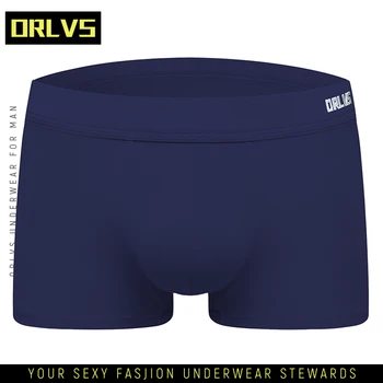 ORLVS Marca Boxer Barbati Lenjerie Sexy Bumbac Boxershort Solidă pantaloni Scurți Om Lenjerie de corp pentru Bărbați 6 Culori Chiloți Pentru bărbați H01