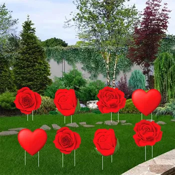 8 Buc Ziua Îndrăgostiților Decoratiuni în aer liber, Grădină cu Gazon, Curte Semn Cu Mize Gradina Curte de Lemn Placi Decor Maison #YG