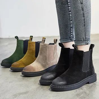 Botas mujer Pantofi Casual pentru Femei de Brand de Moda din Piele Chelsea Cizme Doamna chaussure Iarna Femeie încălțăminte cu Cizme de Blana