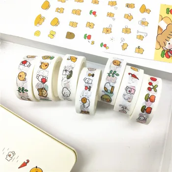 Drăguț Animale de Mascare Bandă Washi Jurnal Album Decorative Bandă Adezivă Kawaii DIY Scrapbooking Planificator Autocolant Eticheta de Papetărie 5M