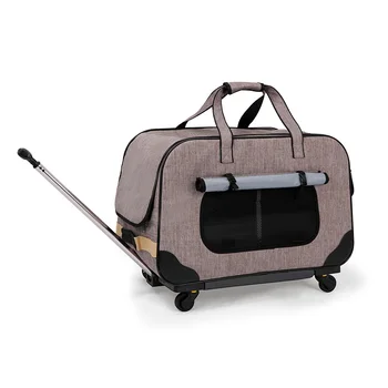 Animale de companie pliere cărucior cu patru roți câine cărucior cutie cat valiza sac respirabil închis Maneta Panoramică Luminator Super Respirabil
