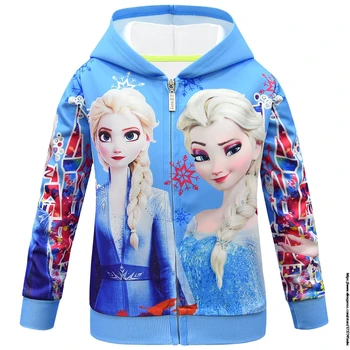 Disney Frozen Elsa Copii Hanorac Hanorac cu Fermoar cu Gluga Fete Adolescent de Desene animate 3D Kawaii Drăguț Cosplay Sacou