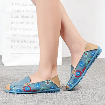 Culori amestecate Imprimare plat Casual pantofi pentru femei 2019 nouă primăvară de toamnă pantofi femei din Piele Moale de jos Superficial Rotund Toe pantofi doamnelor
