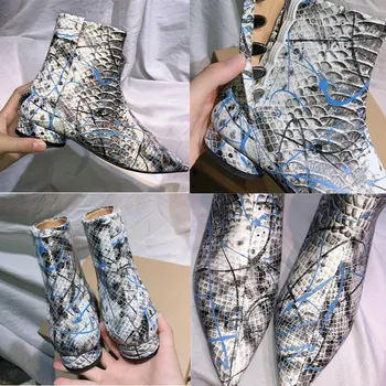 Moda Model Sarpe Femei Glezna Cizme De Designer De Lux Pista Nou Partid Chic Scurt Pantofi 2021 Primăvară Bază Versatil Tocuri Joase