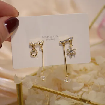 14k Real Placat cu Aur Moda Bijuterii Cristal Pearl Geometrice Rafinat Cercei Lungi pentru Femeie Petrecere de Vacanță Elegant Cercel