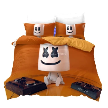 Popular American DJ Marshmello Imprimate 3d Set de lenjerie de Pat Singur Plapuma fata de Perna Decor Dormitor Twin Regina King Seturi de Lenjerie de Pat