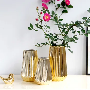 De Aur, Vaza Ceramica Simplu Nordic Acasă Decor Vaza Decor De Birou