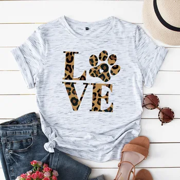 Leopard de Imprimare Inima Dragoste Tricouri pentru Femei de Moda cu Maneci Scurte Drăguț T-shirt Ziua Îndrăgostiților Topuri Harajuku Grafic Teuri pentru Femei