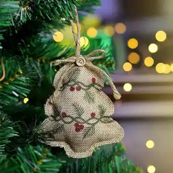 16 Pc-uri de Crăciun Pânză groasă de sac Copac Agățat Decor de Crăciun Copac Mingea în Formă de Decor pentru Petrecerea de Craciun,4 Stiluri