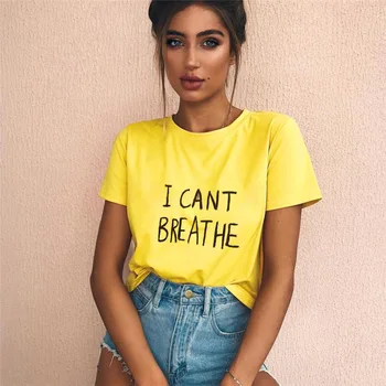 Strada Trendy cu Mânecă Scurtă T-shirt Femei nu Pot Respira Tipărite Scrisoare de Moda T-shirt Casual Comemora Guler Rotund T