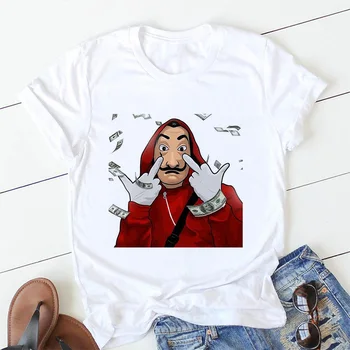 Maycaur Casa De Hârtie Roz Tricou Nou Bani Jaf Femei La Casa De Papel Tricou Amuzant Topuri de Moda Haine de Femeie T-shirt