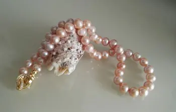 Perle unice Magazin de bijuterii de Culoare Roz, Rotunde Reale de apă Dulce Pearl Colier Femei Fermecătoare Petrecere de Bijuterii Cadou