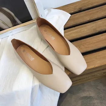 2020 Primăvară Alunecare pe Pantofi Plat pentru Femei Mocasini Square Toe Flats Barca Pantofi din Piele PU Pantofi Balerini Marime Mare 35-42 Designer