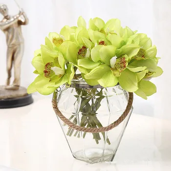 6 capete imobiliara Artificiala Atinge Cymbidium Tabelul de Flori DIY Decorare Nunta Mireasa Mână de Flori de Flori False Pentru Decor Acasă Orhidee