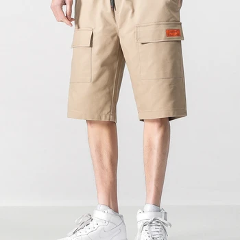 Vara noua moda de vânzare la cald culoare solidă pantaloni scurți bărbați tineri vrac sport casual bumbac drept-picior pantaloni scurți