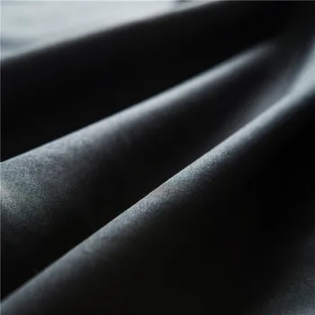 4 buc Bumbac 60 satin tesatura lung discontinue bumbac egiptean set de lenjerie de pat Negru carpetă acopere lenjeria de pat de culoare solidă lenjerie de pat