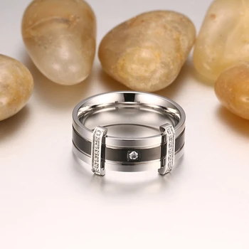 Inel din Otel inoxidabil pentru Barbati Cubic Zirconia Mens Ring Exclusiv de sex Masculin Inel de Logodna Bijuterii 8mm