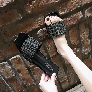 Stil coreean papuci de sex feminin moda de vara, vacanta, papuci de casă 2019 apartament nou de jos pantofi pentru femei stras pantofi de plaja