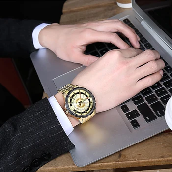 MONEDELE de Aur Ceasuri Pentru Barbati Brand de Lux Ceas pentru Bărbați Moda Cuarț Ceas din Oțel Inoxidabil Wristwaches Impermeabil Cadouri