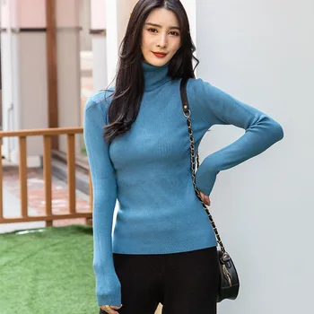 Doamnelor Pulover Guler 2020 Toamna iarna noi coreea all-meci mare-neck solid îngroșa slim Fit casual tricot pulover femei