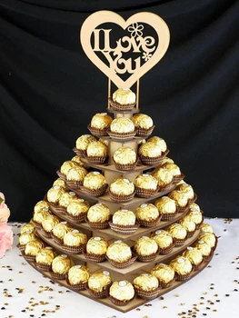 Mr & Mrs / Te Iubesc Din Lemn Bomboane De Ciocolată Inima De Nunta Centrală Display Stand Titular Pentru Decor Nunta Masa Decor De Masă